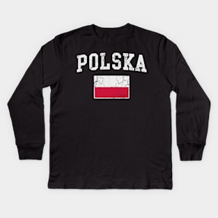 Polska Flag Poland Polish Family Heritage Kids Long Sleeve T-Shirt